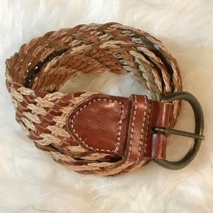 Eddie Bauer Leather Rattan Braided Belt S/M